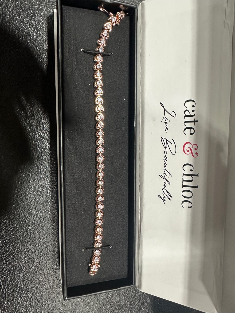 Cate & Chloe Rose Gold Crystal Tennis Bracelet